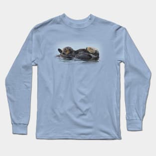 Sea Otters, Wildlife Gifts, Mama and her babe Long Sleeve T-Shirt